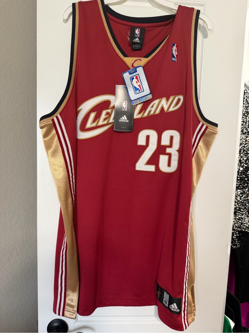 adidas Cleveland Cavaliers Maroon with Gold Trim Basketball Jersey
